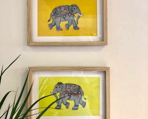 美品 anjavur絵画 南インド 伝統的 アート 金箔 華やかな