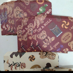 274⭐40枚⭐ミニ封筒⭐豆ポチ袋⭐テディベア柄⭐折り紙・デザインペーパー☆ミニレター☆平袋 ラッピング 5枚目の画像