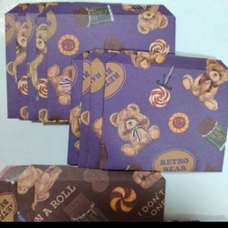 274⭐40枚⭐ミニ封筒⭐豆ポチ袋⭐テディベア柄⭐折り紙・デザインペーパー☆ミニレター☆平袋 ラッピング 2枚目の画像