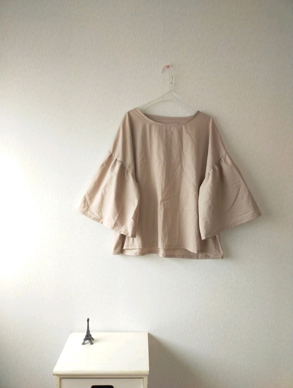 spring cottonフリル袖ブラウス ✦選べる32色✦ 七分袖 made in japan 2枚目の画像