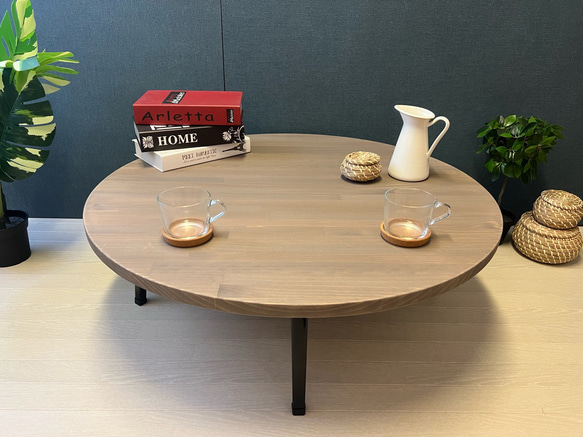 ローテーブル天板【(仮)抹茶ン】 国産杉の無垢材ローテーブル 円形 75cm オイル仕上げ ダーク