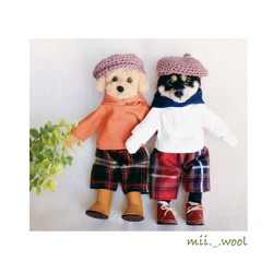 ベレー帽♡おめかしわんこドール用お着替え服　(mii._.wool) 4枚目の画像