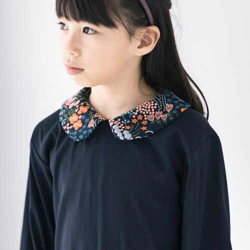 入学式】花柄刺繍 襟付き 【ワンピース】ローウエスト切替 入学式】花柄刺繍 襟付き 【ワンピース】ローウエスト切替