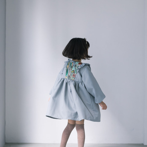 入学式】ジャガード切替 フリル ワンピース ライトモスグリーン 90 100