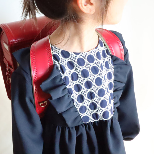 刺繍 ネイビー フリルワンピース 100 110 120 130 【入学式】【七五三  