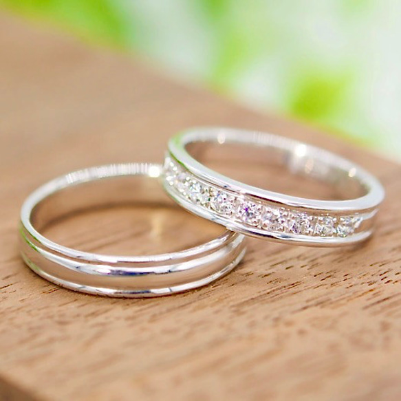 【最終価格】プラチナ　ダイヤモンドリング ペア特別価格】プラチナ ダイヤモンド 結婚指輪 ~Premium Band