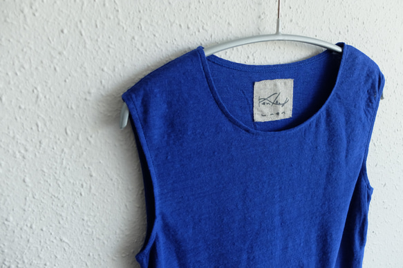 亞麻棉無袖內衣（哈娜海軍藍）【女式S/M/L尺碼】 第2張的照片