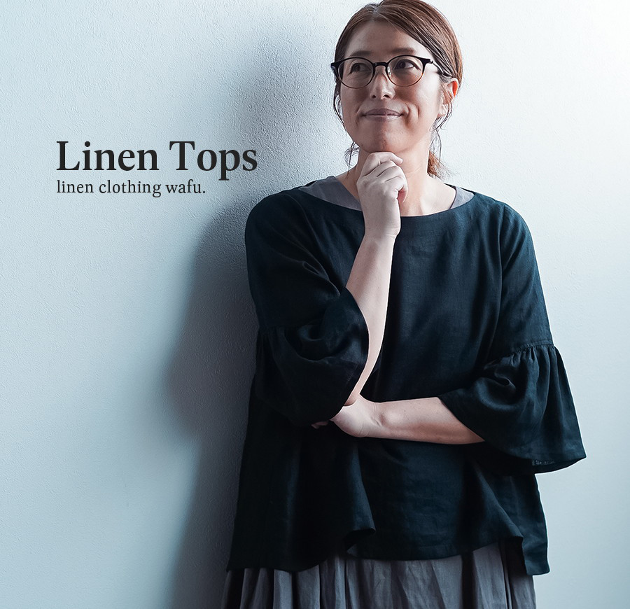 wafu. ヘンリーネック 7分袖シャツ BLACK サイズL wafu. リネンシャツ