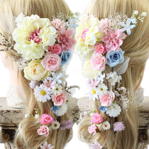 ラプンツェル ダリア ファニー 4色 ドライフラワー 造花 ヘッドドレス