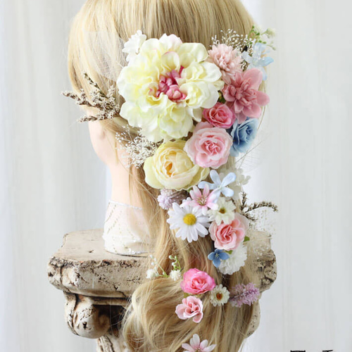 ラプンツェル ダリア ファニー 4色 ドライフラワー 造花 ヘッドドレス