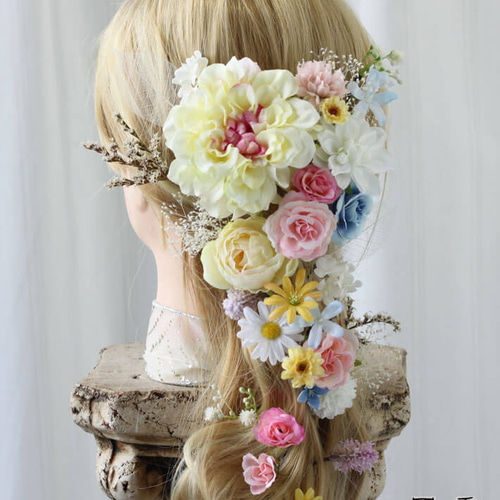 ラプンツェル ダリア ファニー 4色 ドライフラワー 造花 ヘッドドレス