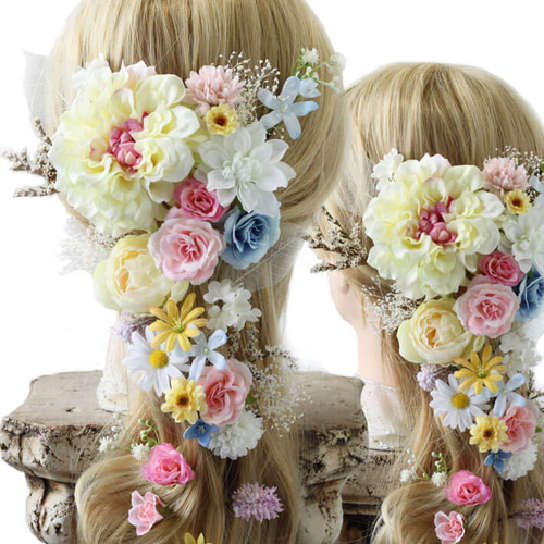 ラプンツェル ダリア ファニー 4色 ドライフラワー 造花 ヘッドドレス