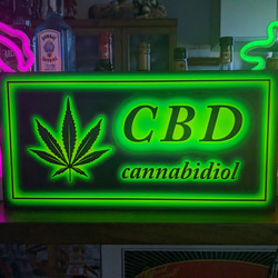 【Lサイズ】大麻 マリファナ ガンジャ CBD オイル ロック クラブ サイン ランプ 看板 置物 雑貨 ライトBOX 1枚目の画像