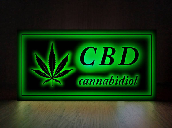 【Lサイズ】大麻 マリファナ ガンジャ CBD オイル ロック クラブ サイン ランプ 看板 置物 雑貨 ライトBOX 2枚目の画像