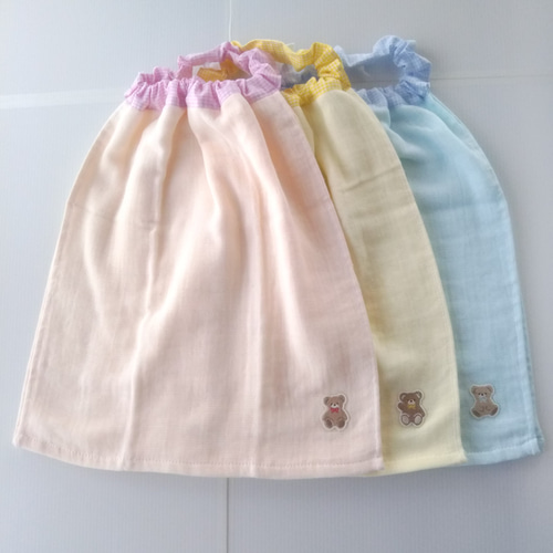 TA2-94-3S】二重パイルガーゼタオルエプロン＊ワッペン＊クマ＊3枚set  