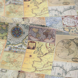 ヴィンテージ コラージュ デザイン マップ 地図柄 コットン生地 45