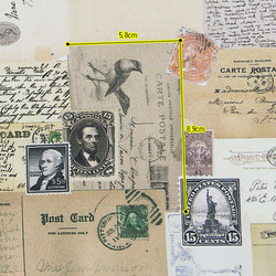 ヴィンテージ コラージュ デザイン レトロな手紙と切手柄 コットン生地 45㎝単位カット Retro Post 4枚目の画像