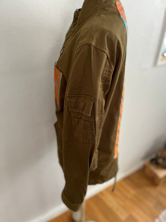 独鈷藤名古屋帯　パッチワーク　ミリタリー風ジャケット　着物リメイク　レディースS~Mサイズ 11枚目の画像