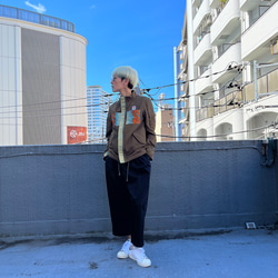 独鈷藤名古屋帯 パッチワーク ミリタリー風ジャケット 着物リメイク