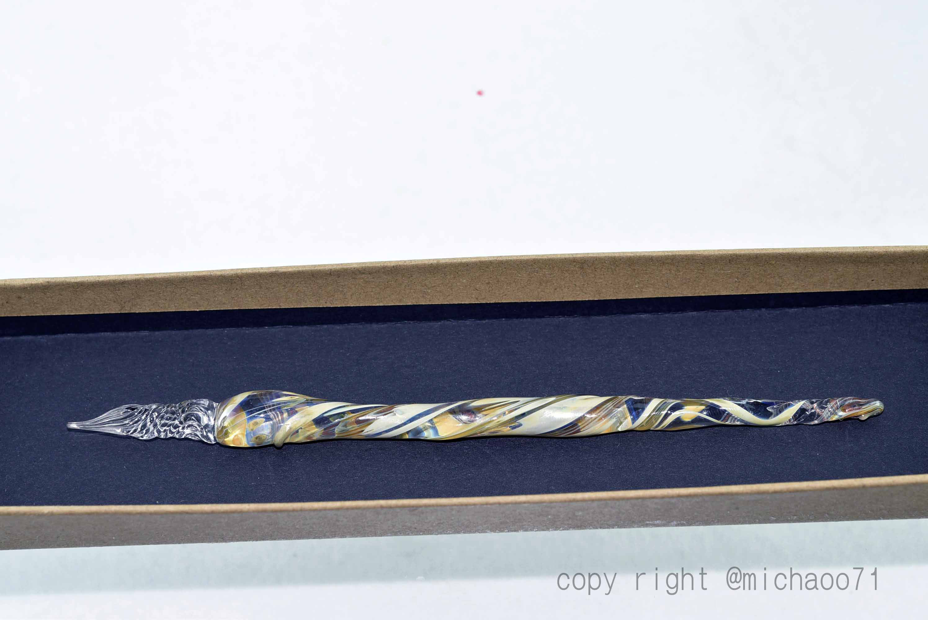 作家創作*新作アート*ガラスペン  細密インク吸収10の溝11285-487 ○作家創作*新作アート○ガラスペン 細密インク吸収10の溝 11285-487