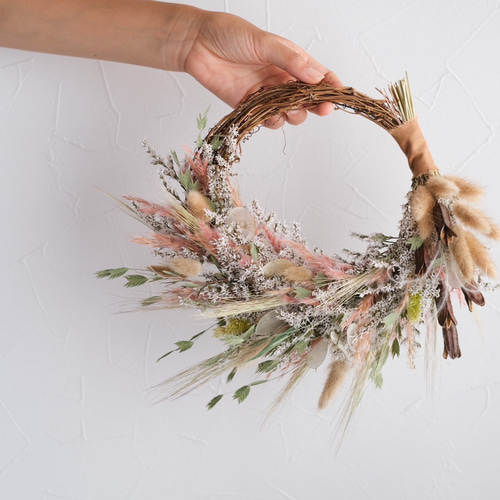 秋の草花のハーフリース＊ドライフラワーリース＊リース リース 花 と 
