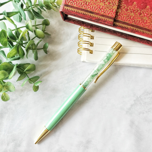 再販「Green aventurine 」アベンチュリン 天然石 ボールペン ギフト