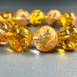 【富と繁栄をもたらす数珠】１４ミリ 金彫皇帝龍 本水晶 クリスタル シトリンクラック 交互MIX ブレスレット 8枚目の画像