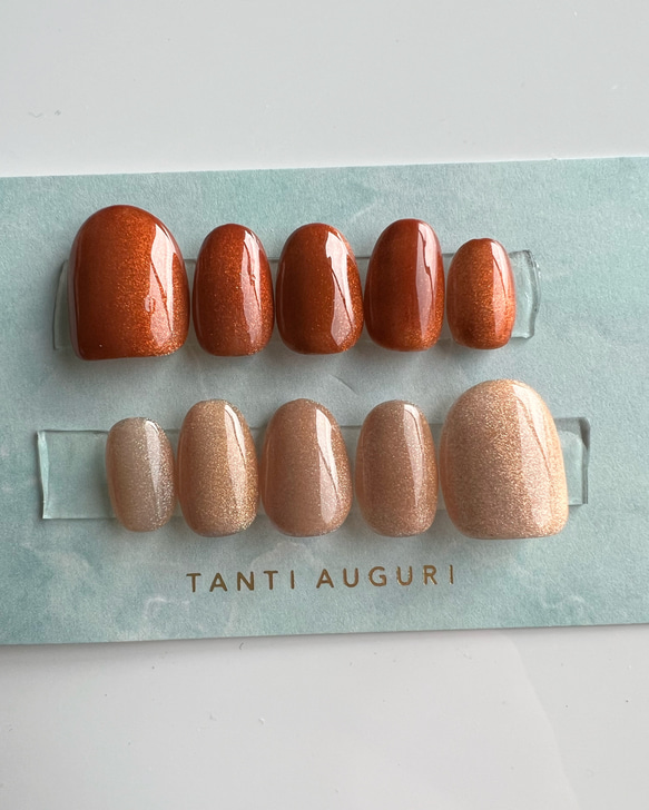 No.338 ネイルチップ　ブラウン　茶　ニュアンス　ちゅるん　マグネット　秋 No.338 ネイルチップ ブラウン 茶 ニュアンス ちゅるん