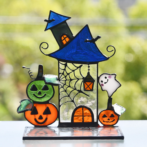 ステンドグラス ハロウィン 楽しいよ♪ カボチャとオバケさん B ステンドグラス ハロウィン 楽しいよ♪ カボチャとオバケさん B