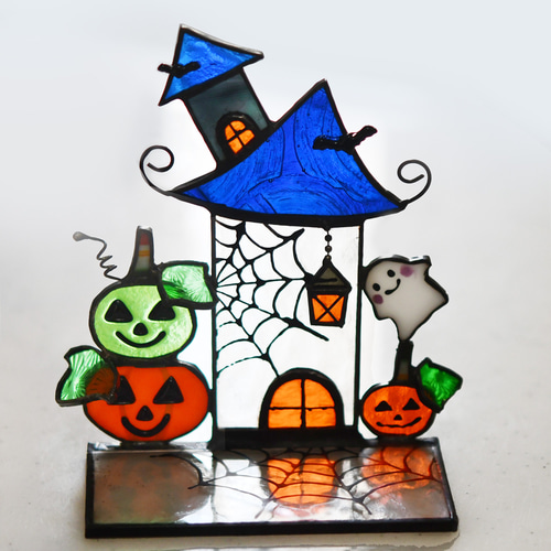 ステンドグラス ハロウィン 楽しいよ♪ カボチャとオバケさん B ステンドグラス ハロウィン 楽しいよ♪ カボチャとオバケさん B