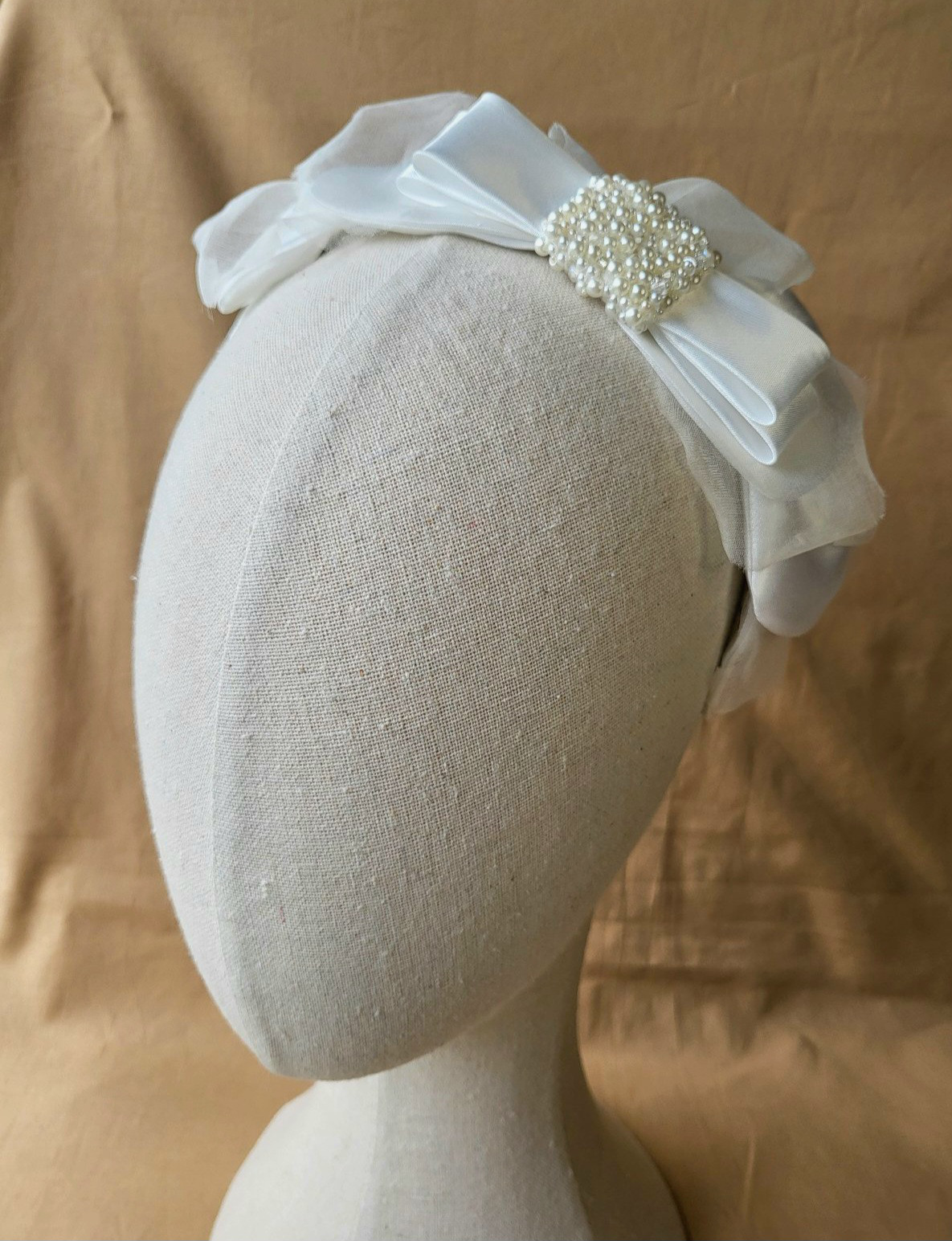 サテンリーフリボン付きカチューシャ受注制作品