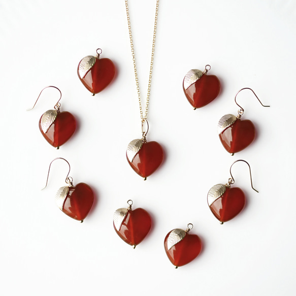 【Creema限定】秋季福袋☆夏娃的蘋果紅瑪瑙耳環項鍊套裝 第3張的照片