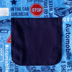 クラシックカーのスモック ブルー×ネイビー 長袖 110、120サイズ 車 乗り物 5枚目の画像