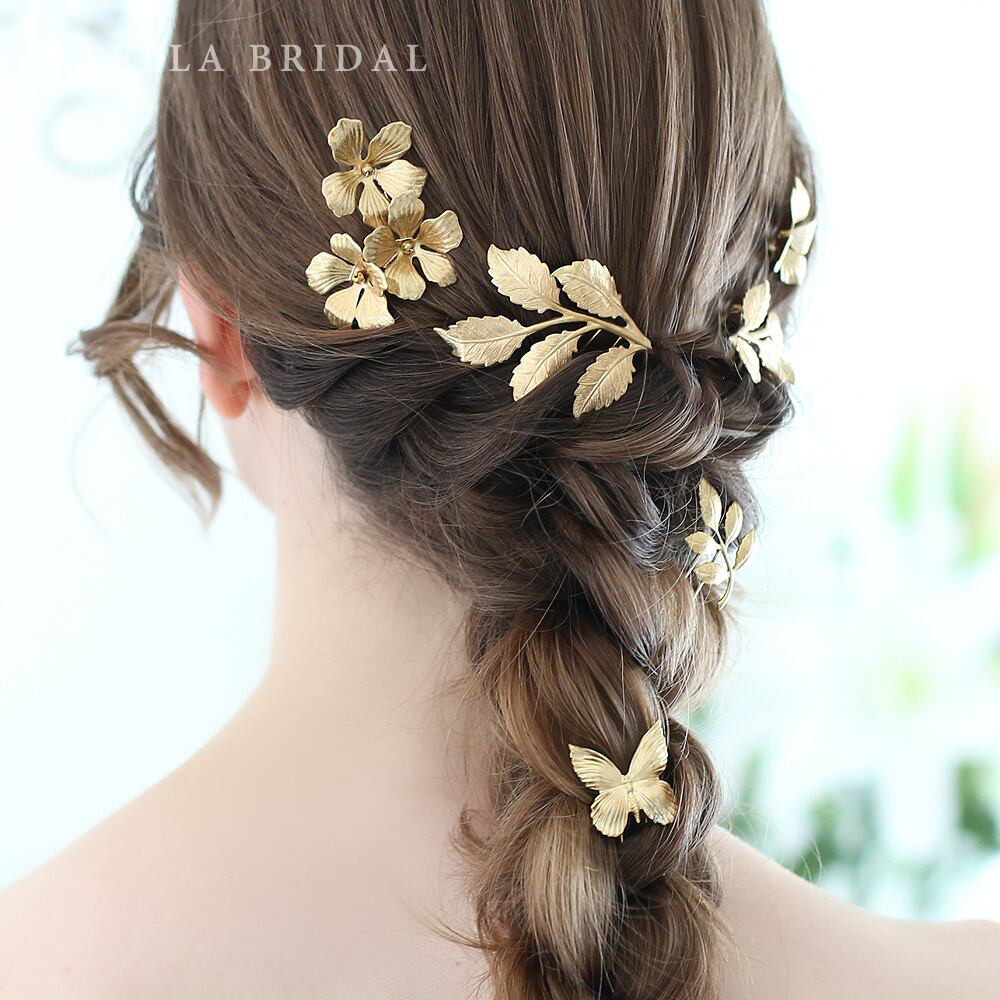 NY製真鍮パーツのヘッドピース Petit Bonheur プチ・ボヌール6ピースセット｜ウェディングヘアアクセサリー