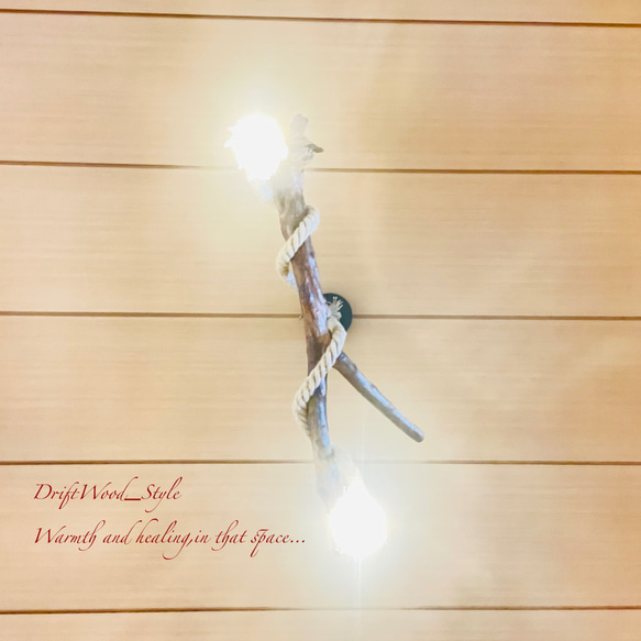 流木インテリア Y字を描くコブつきの天然流木のシーリングライト ペンダントライト LED ランプ 照明器具 北欧 10枚目の画像