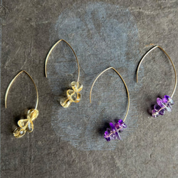 新作❤️秋色 14kgf Amethyst Marquis Hoop Pierced Earrings Gift Box 5枚目の画像