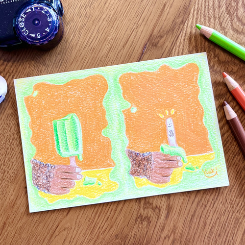 原画 ポストカード「初めまして。〜いや、照れますね…〜」 イラスト