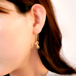 14kgf Citrine Marquis Hoop Pierced Earrings Gift Box　101 2枚目の画像