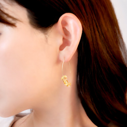 14kgf Citrine Marquis Hoop Pierced Earrings Gift Box　101 1枚目の画像