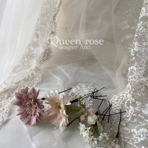 Queen rose ふんわりふわふわナチュラルヘッドドレス&ブートニア