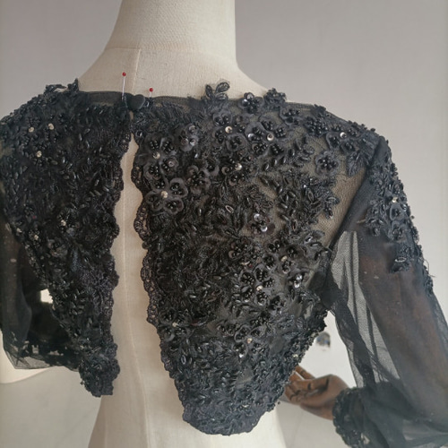 ブラック背中開き 長袖 ウエディングドレス用ボレロ トップス 上品  