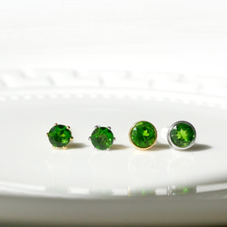 3mm クロムダイオプサイドの一粒ピアス サージカルステンレス シンプル 
