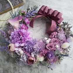 ＜color lilas＞＊ハーフリース＊三日月リース＊フラワーリース＊秋＊プリザーブドフラワー＊お花＊ギフト＊結婚祝い 6枚目の画像