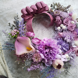 ＜color lilas＞＊ハーフリース＊三日月リース＊フラワーリース＊秋＊プリザーブドフラワー＊お花＊ギフト＊結婚祝い 4枚目の画像