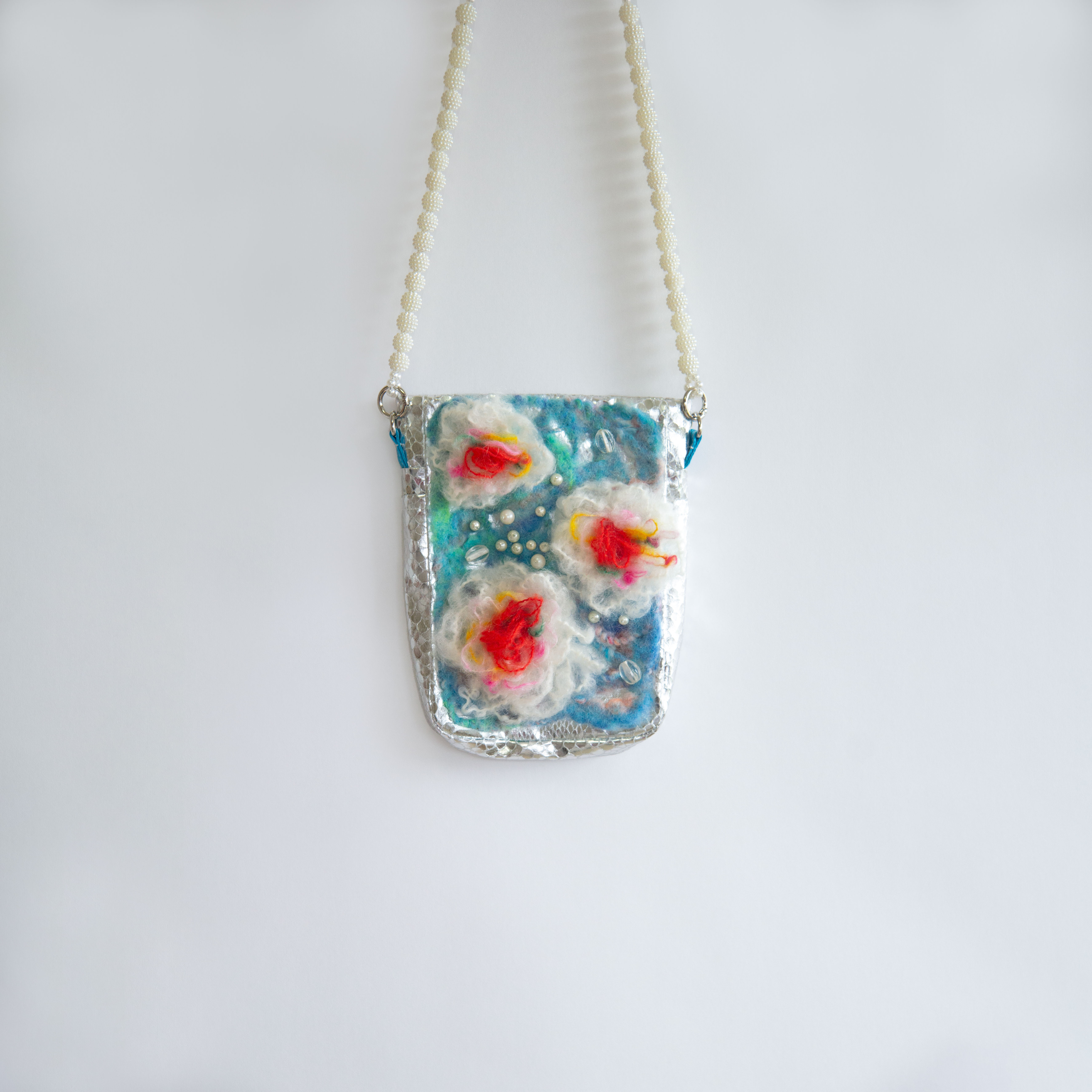 シルバークロコ睡蓮バッグ①【送料無料】