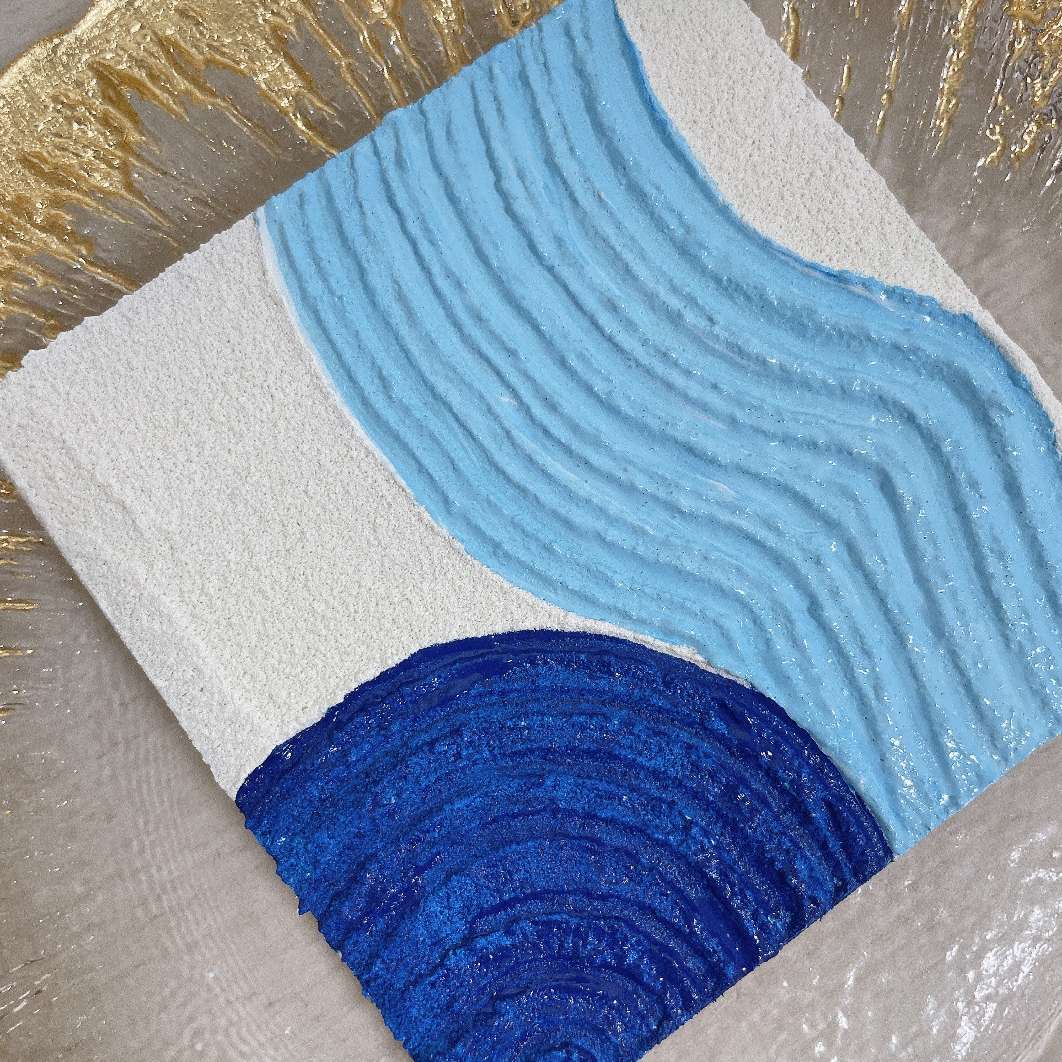 アート 絵画 インテリア 抽象画 テクスチャー ホテル 青 海