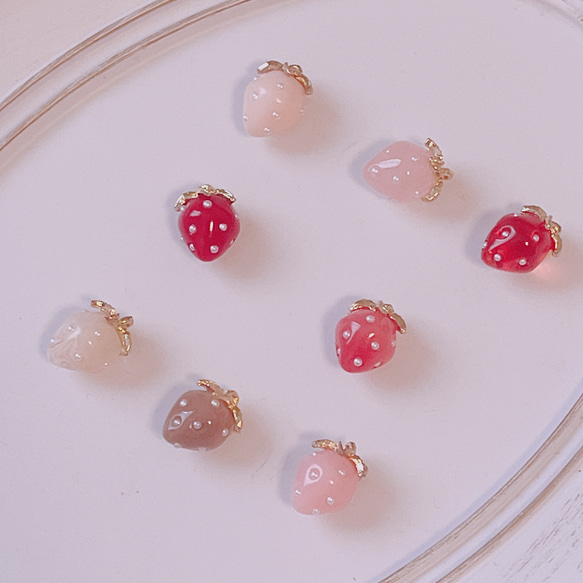 2個】いちご チャーム ストロベリー パーツ DIY アクセサリー 