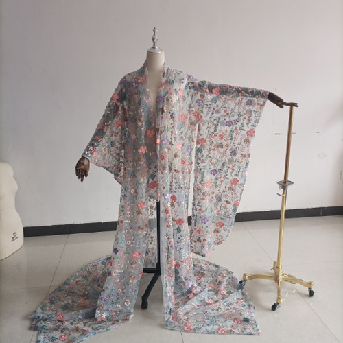 送料無料！ ブルー オーガンジー打掛 着物 オーバードレス レース羽織  