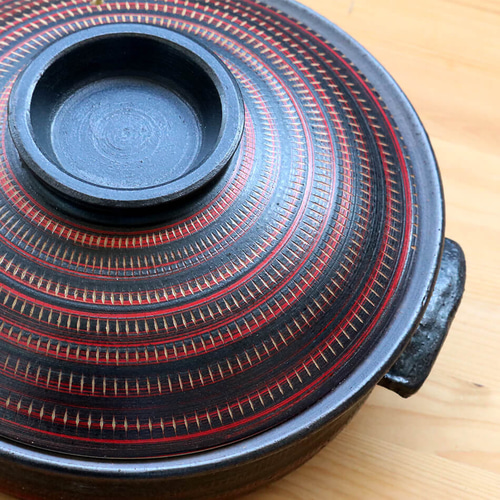 赤黒ツートン 陶器製土鍋 中サイズ1人用　6セット 赤黒ツートン 陶器製土鍋 中サイズ1人用 6セット