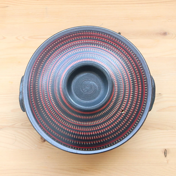 小石原焼 土鍋 Sサイズ 黒/赤 サイズ 6号 一人用 1人から2人用 マルワ窯 陶器 2枚目の画像